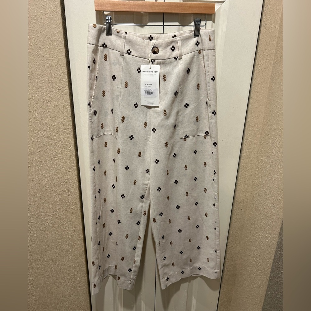 NWT Grace & Mila Messina Trousers Linen Blend Embroidered Lagenlook , XL - Picture 6 of 9
